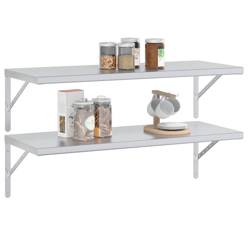 Estantería de pared, 2 unidades, 100 x 40 cm, acero inoxidable, resistente a la corrosión, para montaje en pared, soporta hasta 50 kg, ideal para salón, oficina, cocina