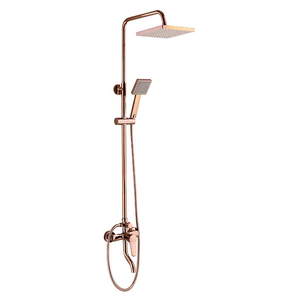 CWCQGH Shower Fuacet,Wall Mounted Rain Shower Set Shower Arm Diverter Mixer Handheld Spray Set Bathroom Shower System Set Water Faucet Mixer,Rose Gold