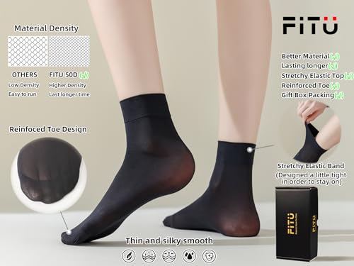 Image of Women's 10-12 Pairs Ankle High Sheer Nylon Socks