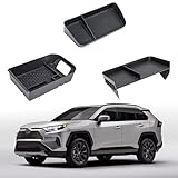 Neepiar Lot de 3 plateaux de rangement pour console centrale et accoudoir compatibles avec Toyota RAV4 2019-2022 2023 2024 2025 - Plateau de rangement intérieur pour tableau de bord - Ne convient pas