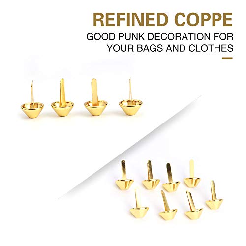 50PCS Plate Bottom Studs Bag Feet Flat Metal Cone Studs Mushroom Spike Rivet Purse Spike Nailheads Brad leathercraft Findings (15mm-Gold) - Image 2