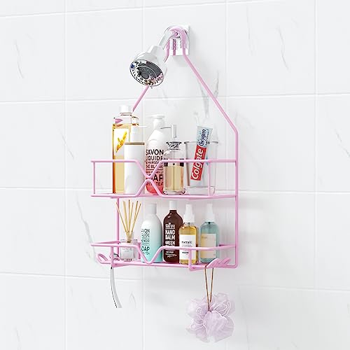 TreeLen Pink Shower Caddy Over Shower Head, Pink Bathroom Accessories, Gift for Girlfriend, Wife, Little Girl