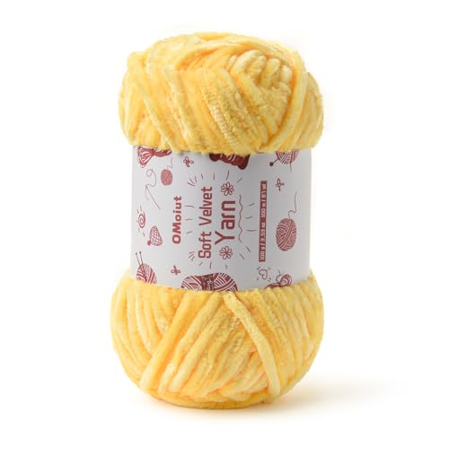 Image of 100g Fluffy Velvet Chenille Yarn for Crocheting and Knitting, 80m (87.5yd) Baby Yarn for Crocheting Soft, Crochet Chunky Yarns Amigurumi Yarns (Pale Yellow)
