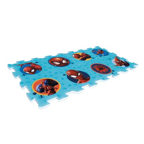 ARDITEX - Juego de Alfombra en Forma de Puzzle Fabricado de Foam de Spiderman de Marvel - 111x57cm - Color Azul