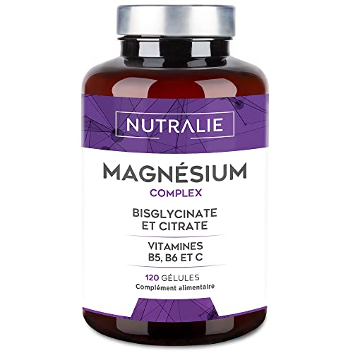 MAGNÉSIUM Bisglycinate et Vitamine B6 | Anti-Fatigue & Anti-Stress [301 mg/jour] Magnésium Bisglycinate et Citrate Bio-Disponible | 120 gélules NUTRALIE Cover