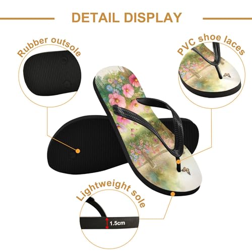 Burbuja Springtime Garden Flip Flops for Women Men, Soft Thong Sandals Rubber Slippers for Pool Beach Essentials3