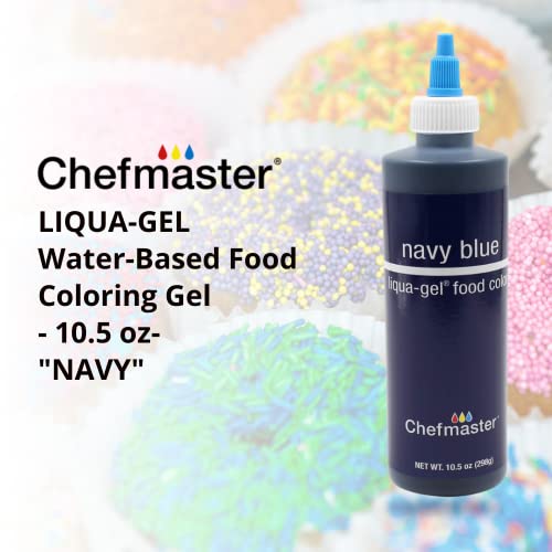Chefmaster Navy Blue Liqua-Gel® Food Coloring | Vibrant Color | Professional-Grade Dye For Icing, Frosting, Fondant | Baking & Decorating | Fade-Resistant | Easy-To-Use | Made In Usa | 10.5 Oz #TOP6