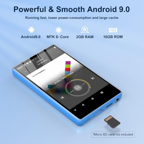 Image of SWOFY MP3 Player with Bluetooth and WiFi, M503Pro 16GB MP4 Players for Kids with Spotify, Spotify Kids, FM Radio, Audible, 4.0 inch Touch Screen Music Player with Parental Controls, Up to 1TB Blue