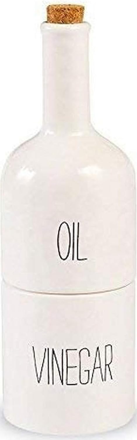 Stacked Oil and Vinegar Decanter Set, White