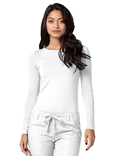 Adar Underscrubs for Women - Long Sleeve Underscrub Comfort Tee - 2900 - White - XS