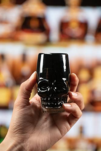 Houm Handmade Black Skull Shot Glasses - Set Of 4 | Handblown Crystal Clear Glassware In Sleek Black For Whiskey, Tequila, And Parties #TOP2