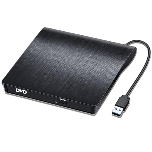 GERUI Lecteur DVD externe, USB 3.0 CD DVD +/-RW Lecteur optique USB C Graveur Slim CD/DVD Writer Reader Portable pour PC Laptop Desktop MacBook Mac Windows 7/8/10/11/XP OS Apple (USB 3.0)