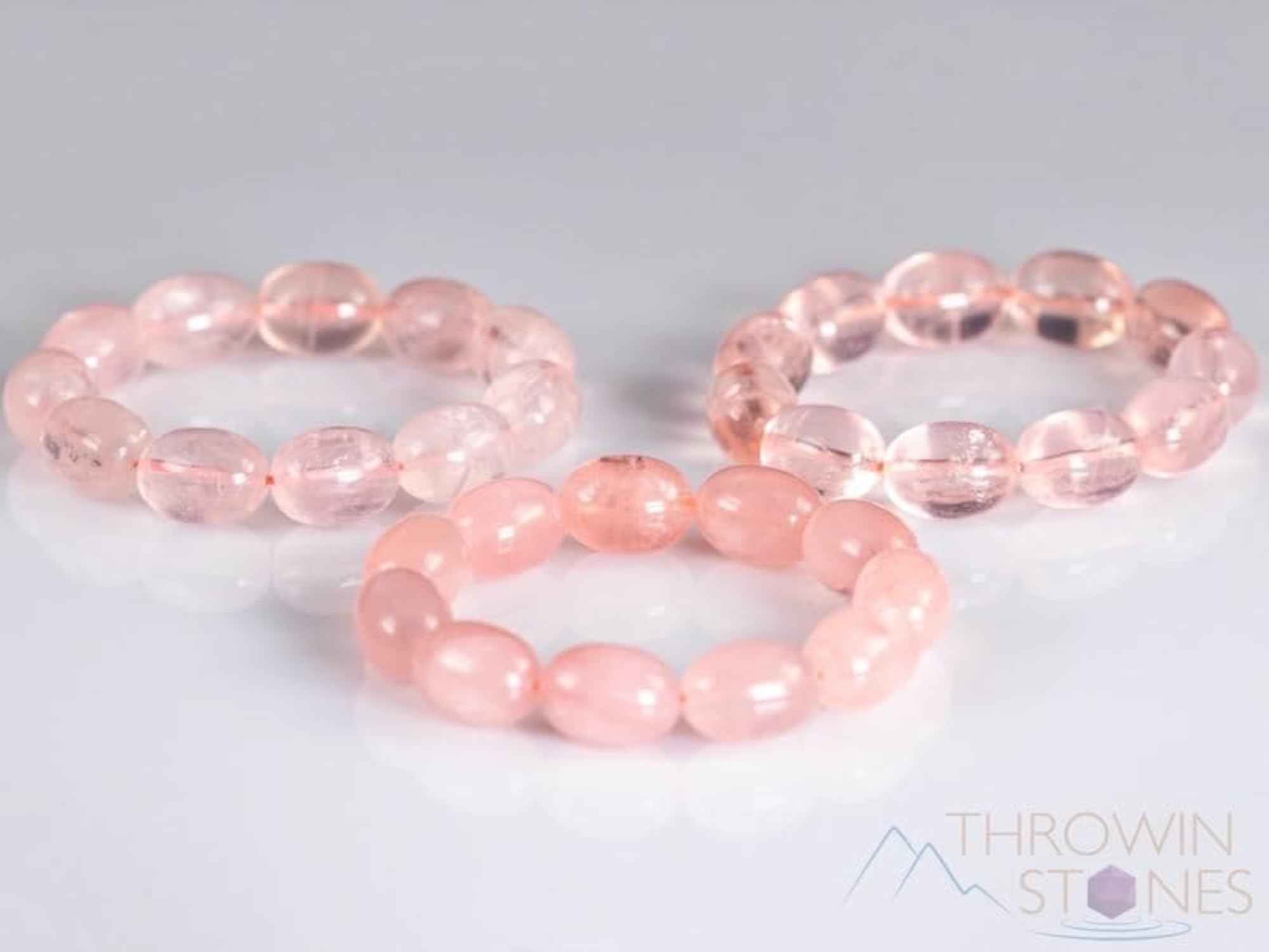 Natural Rose Quartz 14mm Oval Bead Stretchable Bracelet, Unisex