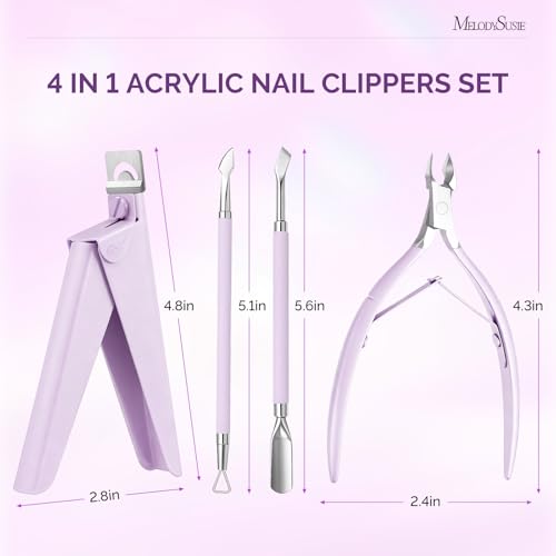 Image of MelodySusie 4 in 1 Stainless Steel Acrylic Nail Tool Kit, Purple