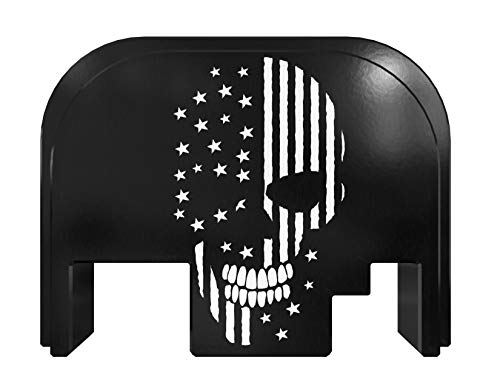 Rowe Tactical Rear Slide Cover Plate for Glock Gen 1-4 - Black Skull - American Flag Graphic - for Glock G17 G19 G21 G22 G23 G24 G26 G27 G29 G30 G31 G32 G33 G34 G35 G36 G37 G38 G39 G40 G41 G45