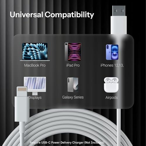 Image of USB to Lightning Cable, Apple MFi Certified Fast Charging & Data Sync Charging Cable Compatible with iPhone 14, 13, 12, 11, X, XS, XR, 8 Plus & iPad, Durable Lightning Cable, 6 Months Warranty HOMEMO