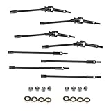 RampCrab Steel Universal Joint Drive Shaft for SCX24 AX24 1/24 RC Crawler Car, Inside+4mm Length, 2 Pair Front axle shafts & Rear shafts, Upgrades Parts for SCX24 Bronco Deadbolt JLU Gladiator C10