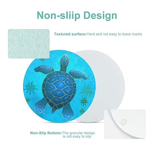Planche à découper en verre tortue bleue de 20 cm résistante à la chaleur