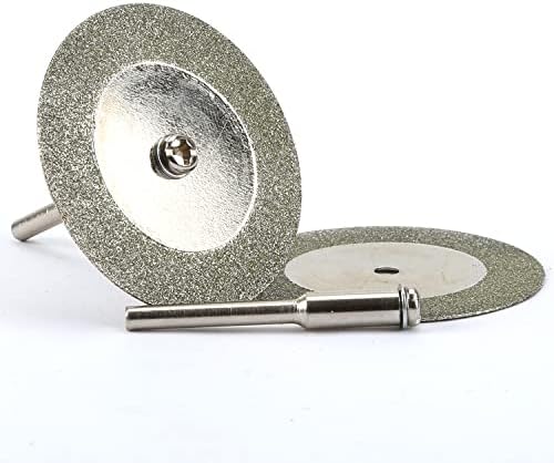 Dophee 10Pcs 40mm Diamond Cutting Off Discs Wheel Rotary Tool with 2 Mandrel Arbor Set