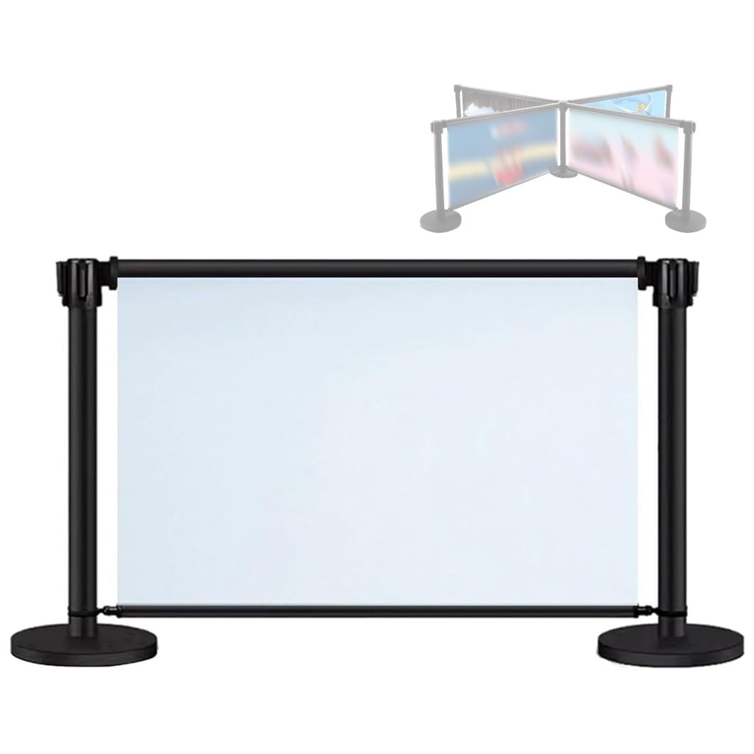 Aioneer Crowd Control Stanchion Post Set With Retractable Belts, Queue Dividers For Efficient Crowd Management In Hotels And Shops-110cm/43.3