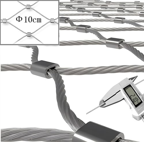 RAUMPA Zaun Garten Metall Stahlseil Netz Zaun Netz Edelstahl Metall Maschen 10cm Gartenzaun Weidezaun Wildzaun Hühnerzaun Hundezaun Schafzaun Teichzaun Für Garten Balkon Weide Schaf Hühner