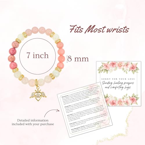 Sympathy Gift Healing Crystal Bracelet Spiritual Bereavement Gifts for Loss of Mother – Gold Charm Bracelet - Universal Fit - Sorry For Your Loss - Angel Gifts For Women4