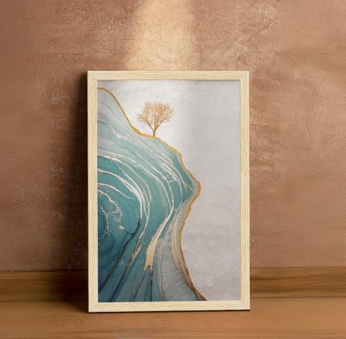 Image of ArtX Paper Golden Deer Paintings with Frame for Home Decor Wall Art, Wall Painting for Living Room, Multicolor, Natural Wood Color Frames, 12.0x18.0 inch, Set of 3