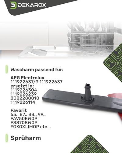 DEKAROX Sprüharm Wascharm unten für AEG Electrolux 111922637/9 1119226379 für Geschirrspüler Spülmaschine wie Favorit 99 88 87