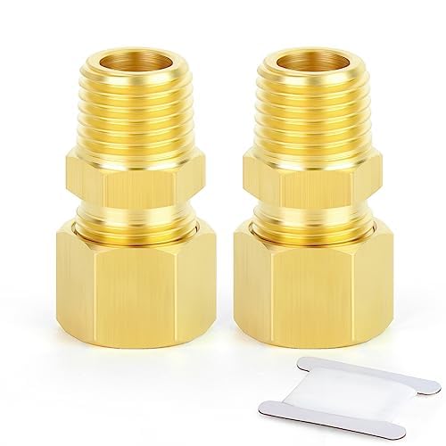 Unión de compresión de latón de 8 mm a 1/2 BSP para tuberías, paquete de 2 piezas
