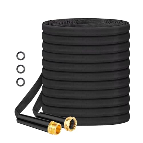 Manguera de jardín no expandible de 50 pies, rosca de 3/4 pulgadas, manguera de jardín al aire libre, mangueras de agua ultraligeras, resistentes a las explosiones, sin plomo, antitorceduras para