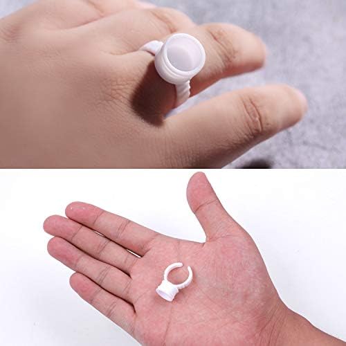 Leevia 200 Disposable Plastic Glue Ring Nail Art Polish Holders Tattoo Individual False Eyelash Extension Adhesive Pigment Holders Beauty Tool