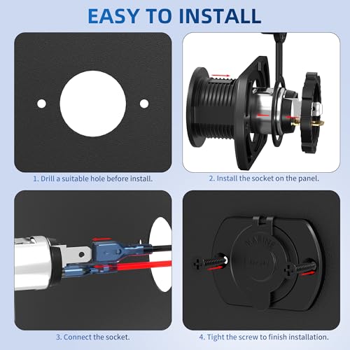 Image of DaierTek 12V Cigarette Lighter Socket 12 Volt Power Outlet Replacement Plug Socket for Car, Automotive, Truck, RV, Boat, Motorcycle