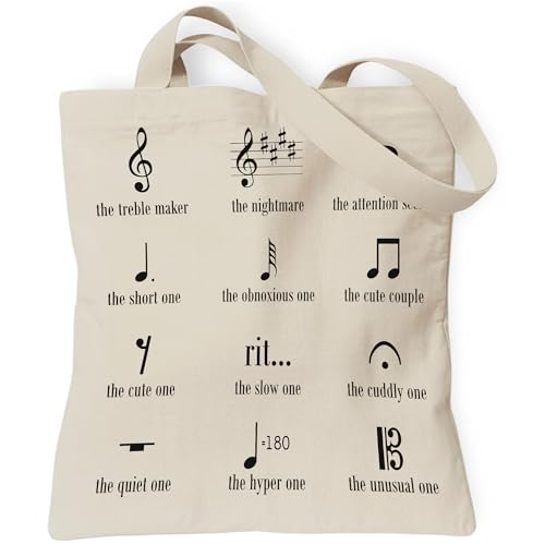TOTEUSVIA Music Teacher Appreciation Gifts Tote Bag, Music Canvas Reusable Shopping Bags