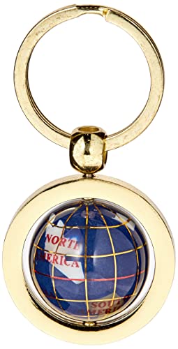 Unique Art 1-Inch Diameter Blue Lapis Ocean Gemstone World Globe Keychain With Gold Keyring #TOP4