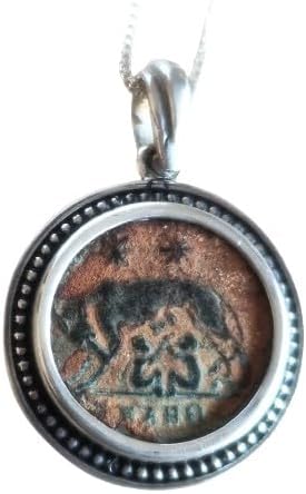 Authentic Roman Romulus & Remus Coin Silver Necklace, Ancient History Medallion For Men