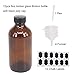 BPFY 12 Pack 8 oz Amber Glass Boston Bottle With Black Poly Cap, Funnel, Chalk Labels, Pen, Dispensing Bottles for Homemade Vanilla Extract, Essential Oils, Herbal Medicine, Wedding Christmas Decor
