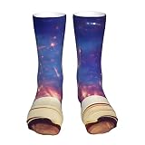 Chaussettes décontractées de 40 cm unisexe ouvert livre antique avec image de paillettes table en bois adaptée pour les loisirs, la course, l'escalade, etc. 40,6 cm, multicolore, taille unique