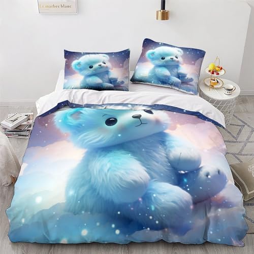 Housse de couette ours anti bouloche parure lit microfibre douce