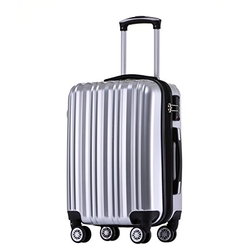 Preisvergleich Produktbild Münicase TSA-Schloß Koffer Reisekoffer Trolley Kofferset Hardschale Boardcase Handgepäck (Silber, Großer Koffer (ca.76cm))