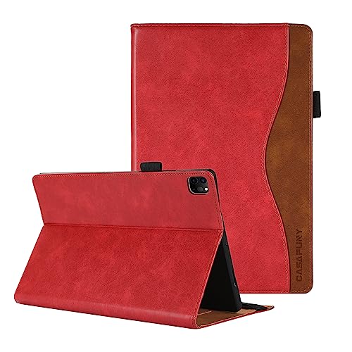 CASAFUNY iPad Pro 12.9 Case - 2022/2021/2020/2018 (6th/5th/4th/3rd Gen) Tablet Shockproof Protective Cover with Card Slots Stand, Red