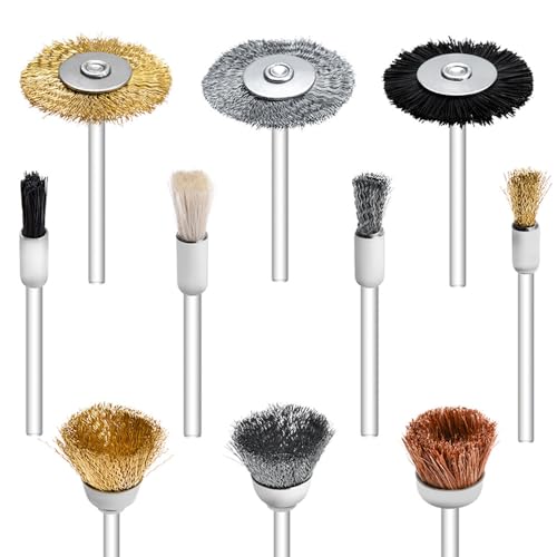 3mm Fio de Aço Latão Mini Escova Ferramenta Rotativa Para Broca Polimento Moagem Roda em Forma de Es