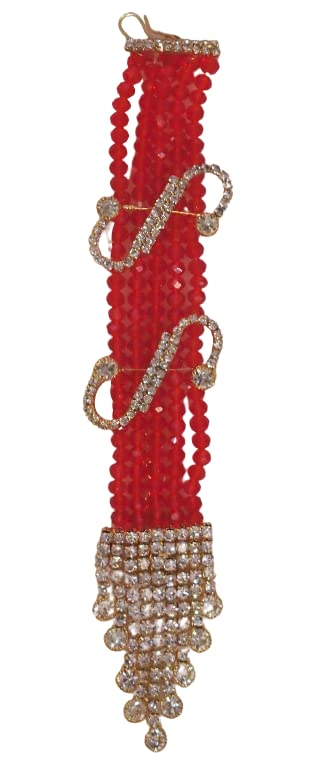 JEWELZONE Crystal Red Beads & Pearl Bracelet For Women And Girls | Wedding Collection Bracelet(Red)