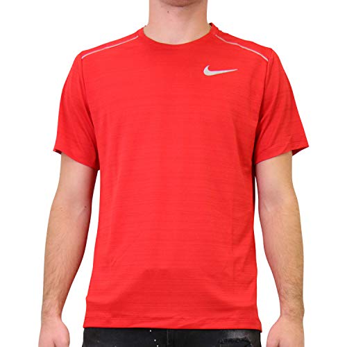 Nike Men's Dri-FIT Miler Short-Sleeve Running Top (X-Large, University Red/Reflective)