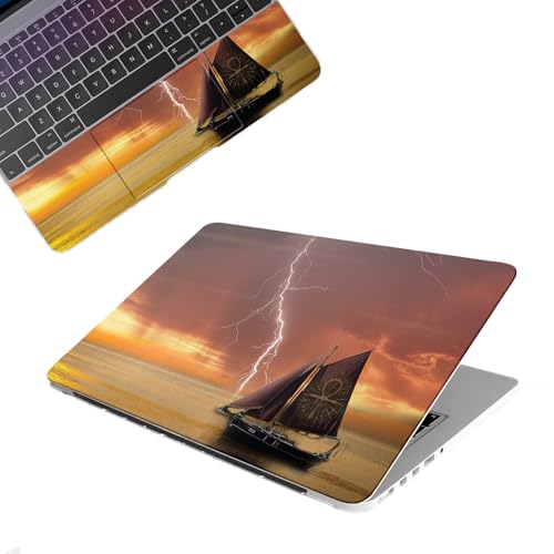 Image of Galaxsia Boat in Storm Top+Wrist Pad Vinyl Laptop Skin /Sticker /Cover Upto 15.6 Inches Laptops Laminated-Removable-HD Quality Compatible for Hp-Dell-Sony-Lenovo-Asus etc.(15x10 Inches)