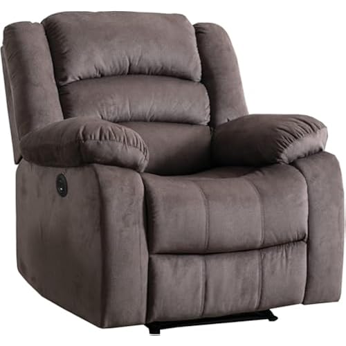 EBELLO Classic Power Recliner Chair, Oversized Electric Overstuffed Reclining Chair with Soft Cushion and Back, Sofa with Comfortable Armchair, Brown