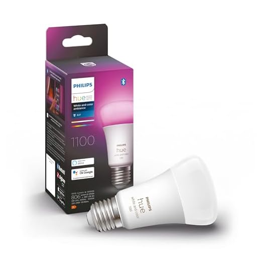 Philips Hue White & Color Ambiance E27 LED Glühbirne, 1100 lm, 16 Mio. Farben, Dimmbar, Steuerbar via App und Stimme, Kompatibel mit Amazon Alexa, 1er Pack