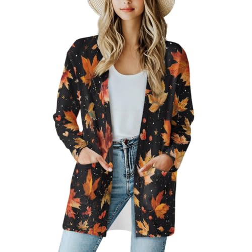 Image of Cardigan Sweaters for Women Long Sleeve Cardigan Soft Drape Open Front Fall Dusters V-Neck Jackets Dressy Loose Coat