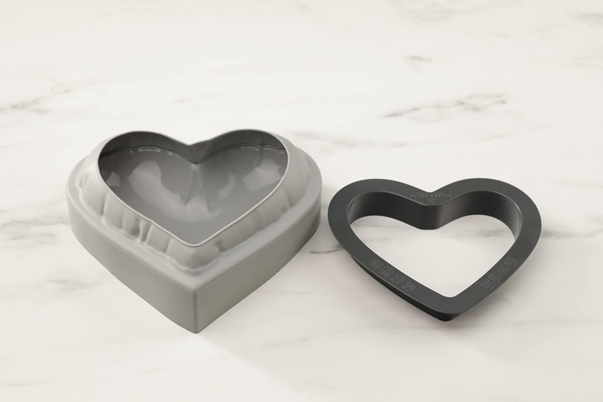 DINARA KASKO Baloon Heart silicone mold for baking with Cutter for sponge. Geometric 3D silicone mold for cake or mousse. by world famous pastry chef
