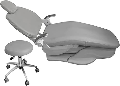 Protective Full Dental Chair Cover Set 4Pcs - Headrest Backrest Protector - Stretch Spandex Protective Seat Cover for Tattoo Chair - Elastic Dentist ProtectorColorGray