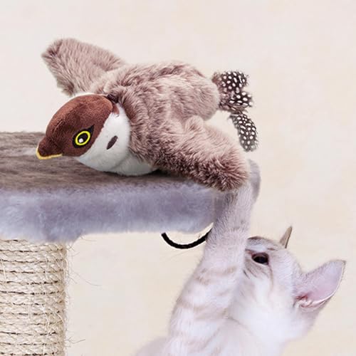 Juguete interactivo para gatos con sonido de pájaro y carga USB 4